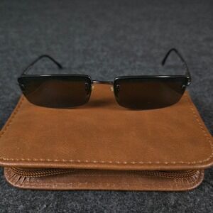 Persol 2193-S 513/81 Polarized Sunglasses Gunmetal Rimless Rectangle Italy 55mm